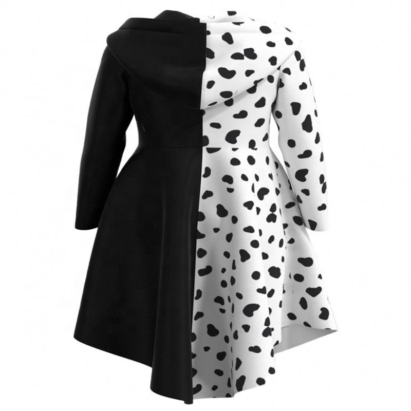 Deluxe Ress Up for Tweens женска маскировка Deville Cocktail Cosplay Party Black White Dalmatians Cruella Got Rocky палто за Хелоуин