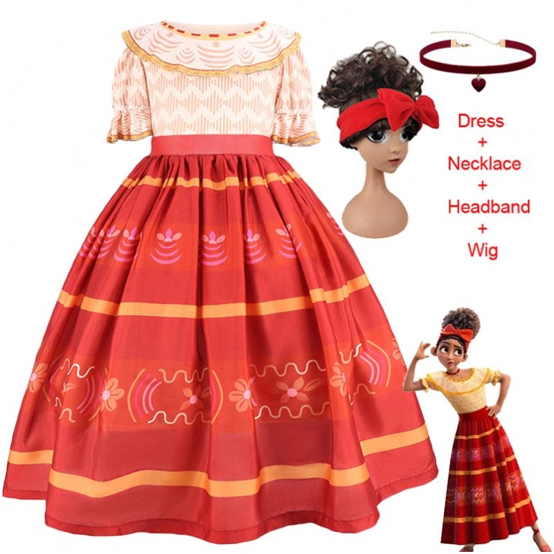 Baige Children Fancy Kids Birthday Party Princess Encanto Mirabel Cosplay Movie Covumes Girl Dolors Dress