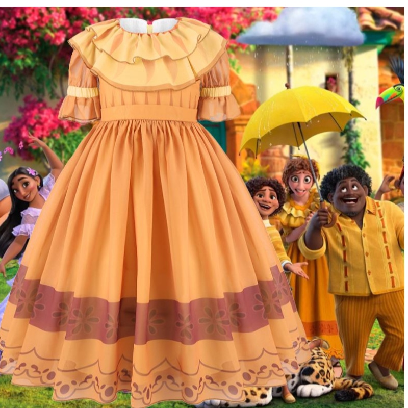 Baige Kids Cosplay Encanto Pepa Movie Costumes Деца фантазия момиче принцеса рожден ден парти Pepa рокля
