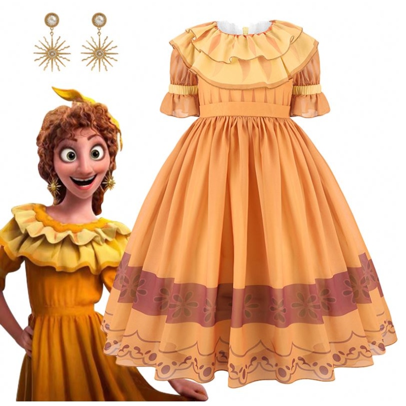 Baige Kids Cosplay Encanto Pepa Movie Costumes Деца фантазия момиче принцеса рожден ден парти Pepa рокля