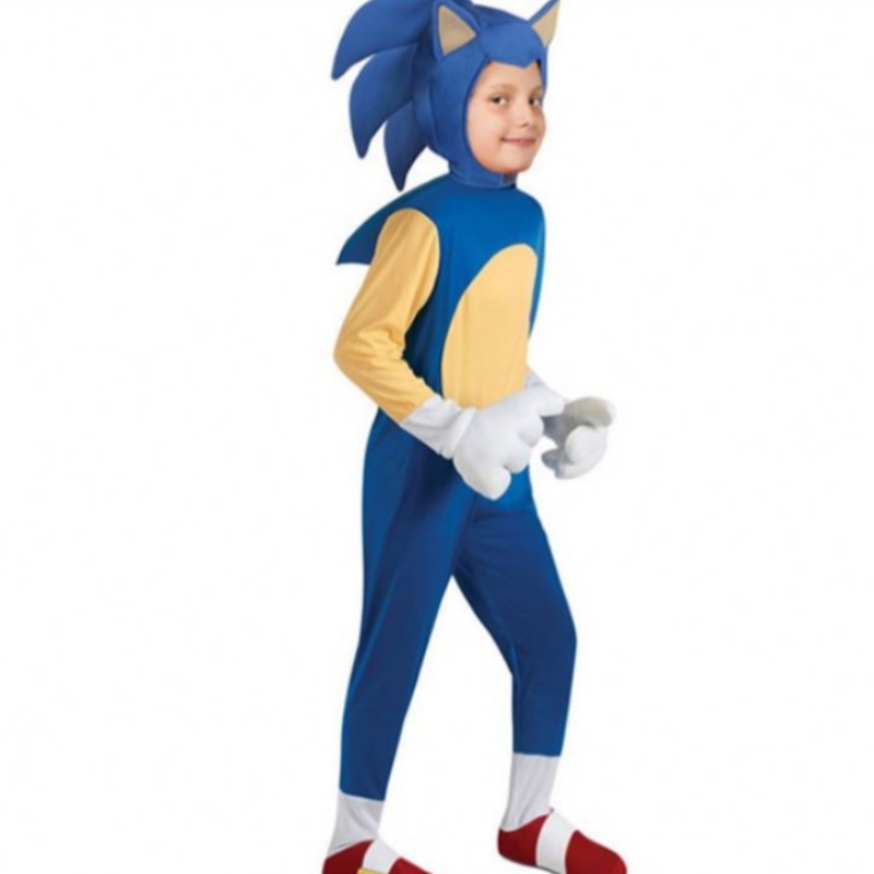 Костюмът на децата на Хелоуин „Соник“ таралежът карикатура Sonic Boy Cosplay Game Performance Costume
