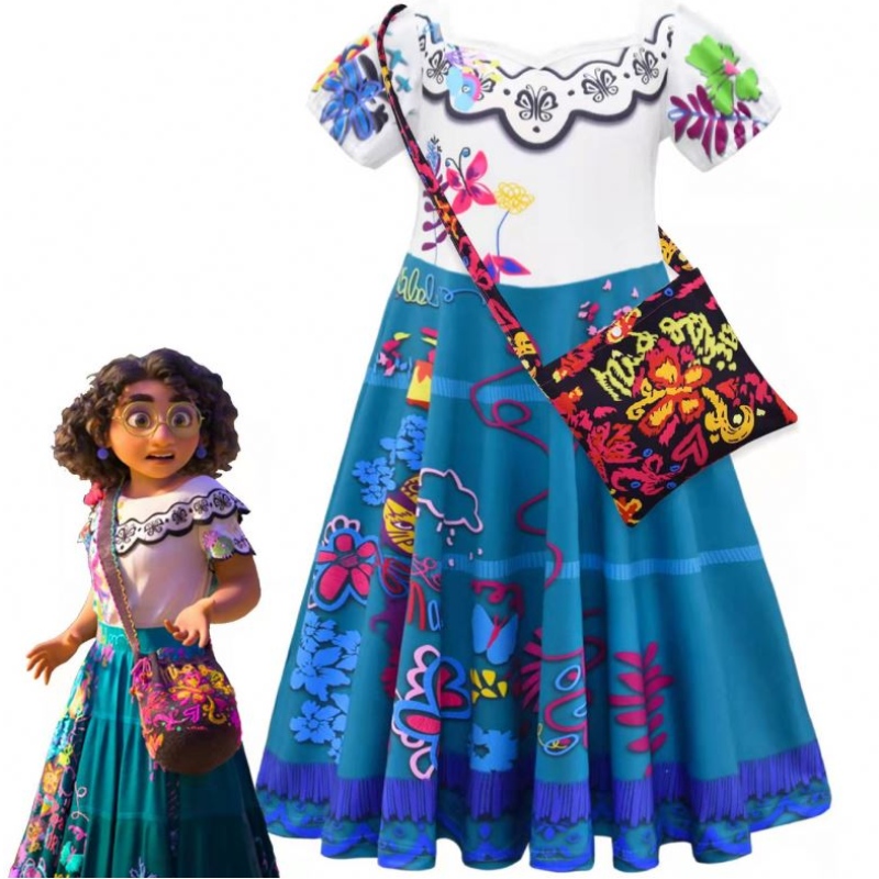 Висококачествено 2022 Нова телевизия&Movie Encanto Mirabel Madrigal Cosplay Costume Girl Dress Encanto Party Consusties