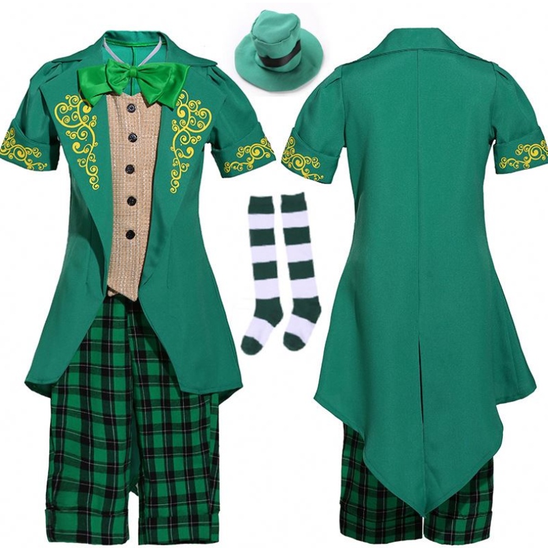 Деца Хелоуин Ирландски елф изпълнение Униформен тоалет St. Patrick \\'s Day Girl Leprechaun Costume DGHC-089