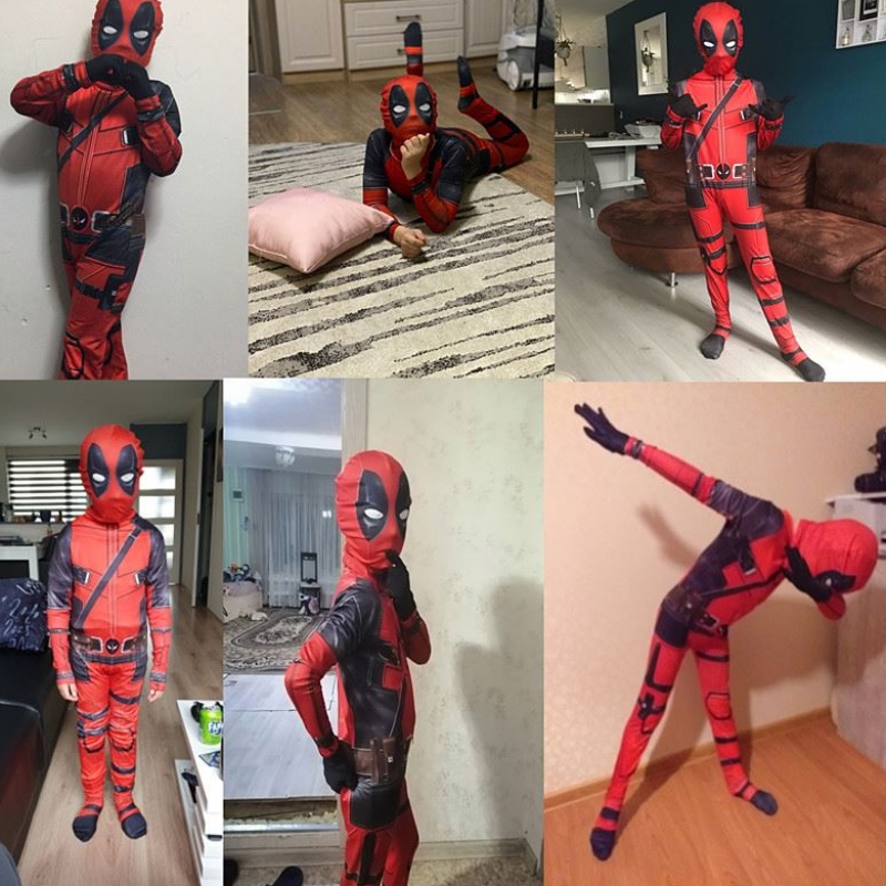 4-12y момче deadpoo костюм деца косплей супергерой костюми маска костюм комбинезон Хелоуин парти костюм Карнавално шоу
