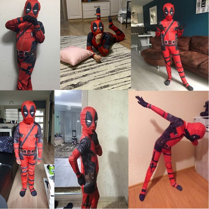 4-12y момче deadpoo костюм деца косплей маска костюм Jumpsuit Halloween Party Corsume Carnival Show Spider Man Costumes