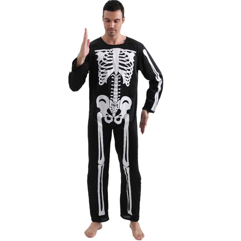 2022 Amazon Amazon Adult Jumpsuit Halloween Party Костюм комбинезон със скелет Костен печат за мъже