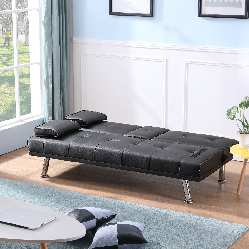 Фаусен кожен секционен диван диван диван комплект със сгъваем диван