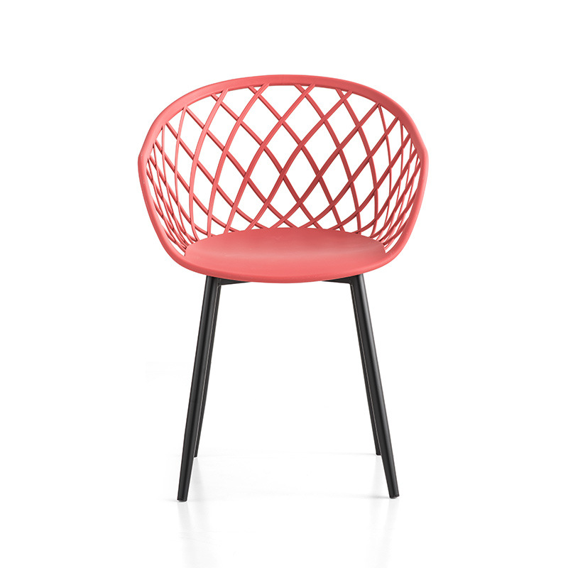 Модерни мебели на открито pp пластмасова метална рамка Шайзес Пластик фотьойл червени градински столове