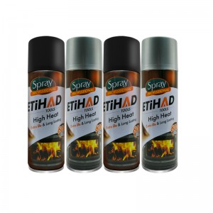 600 Целзийска висока температура черен и сребърен цвят Аерозолна спрей боя Силен топлинен устойчив на топлинна акрилна спрей боя ...