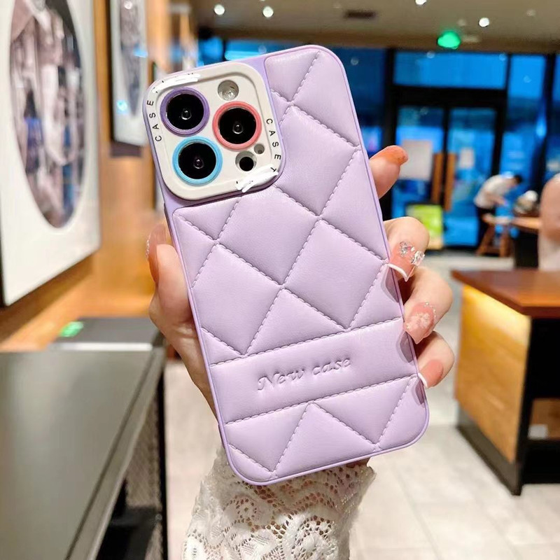 Подходящ за iPhone13Promax Малка ароматна възглавница за въздух 14 агнешки кариран пластир кожена калъф за телефон 12 Защитен калъф