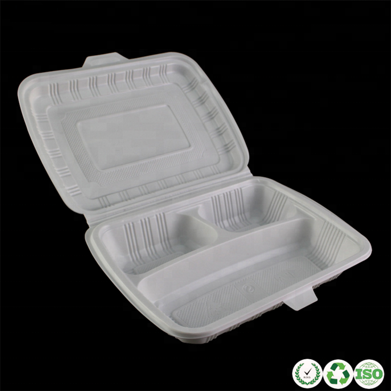 На едро пластмасова кутия за обяд за еднократна употреба Биоразградим контейнер за опаковане на хранителни нишесте