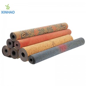 Amazon най-продаваната Cork Pu Rubber Yoga Mat на едро, 4 мм/5mm PU гумена корк неплъзгаща йога постелка, поддръжка по поръчка лого или печат