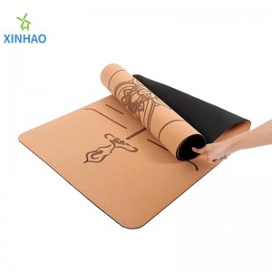Amazon най-продаваната Cork Pu Rubber Yoga Mat на едро, 4 мм/5mm PU гумена корк неплъзгаща йога постелка, поддръжка по поръчка лого или печат