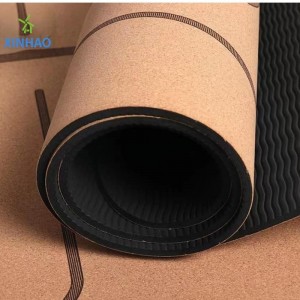 Amazon най-продаваната Cork Pu Rubber Yoga Mat на едро, 4 мм/5mm PU гумена корк неплъзгаща йога постелка, поддръжка по поръчка лого или печат