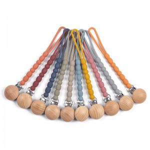 Ръчно изработен дървен BPA безплатни силиконови мъниста верига за биберониране на бебешки биберон за бебешки сериал за бебета гор...