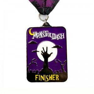 Метален кастинг матов медал за черен метал Хелоуин Флип-отворен спортни медали