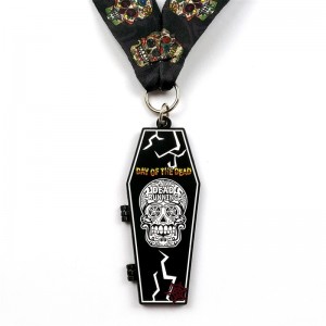Метален кастинг матов медал за черен метал Хелоуин Флип-отворен спортни медали