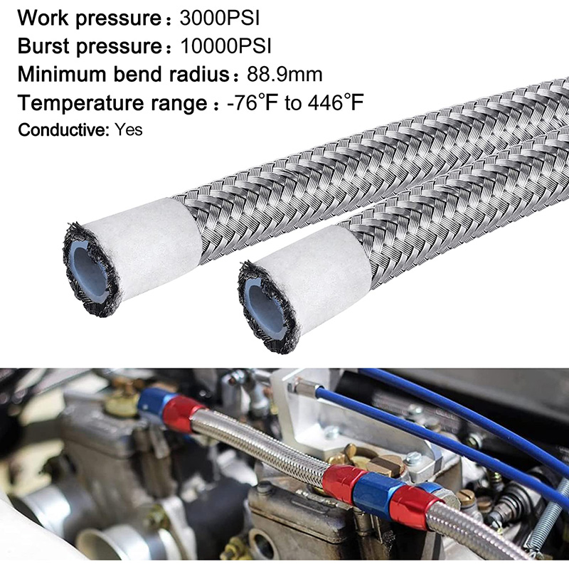 PTFE E85 горивна линия маркуч от неръждаема стомана сплетена