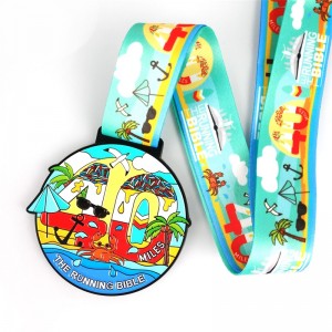 Персонализирано лого с панделка празно златни сребърни медали персонализиран метален спорт Бразилия Зелен кръгъл маратон медал