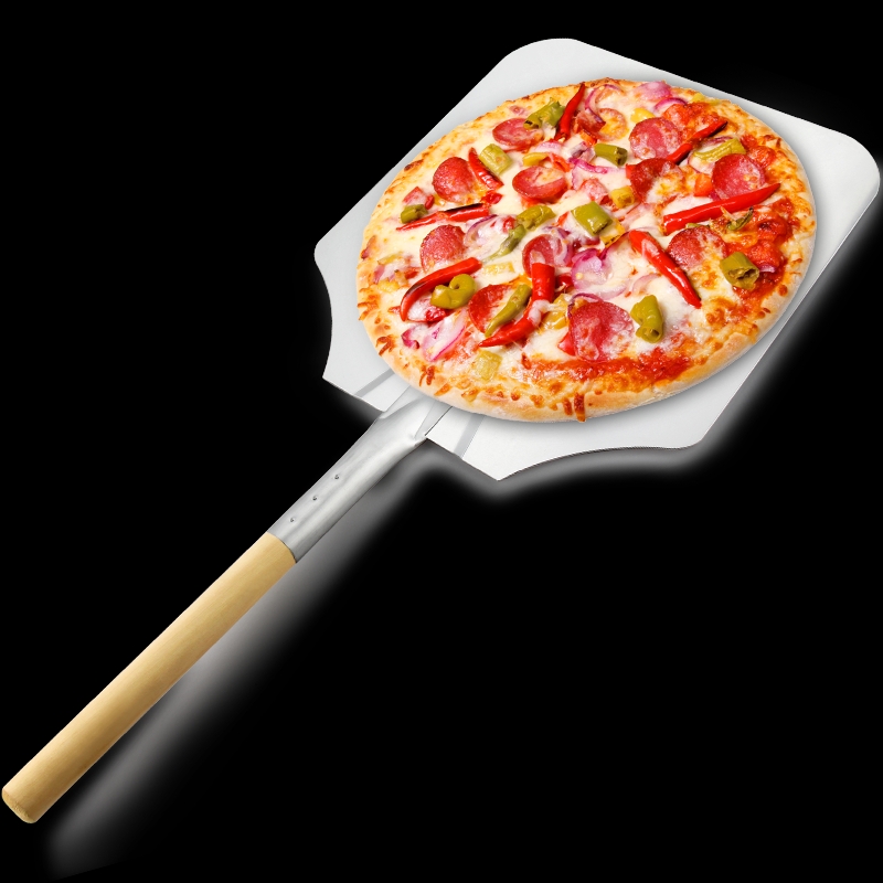 Дървена дръжка 12nch/14inch/16inch алуминиева пицарка Пила пица лопата пица шпатула пица гребло