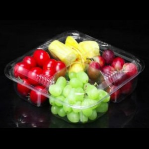 Четири-compartment Fresh-cut Fruits Box отдолу 290*195*75 mm Hj-04l