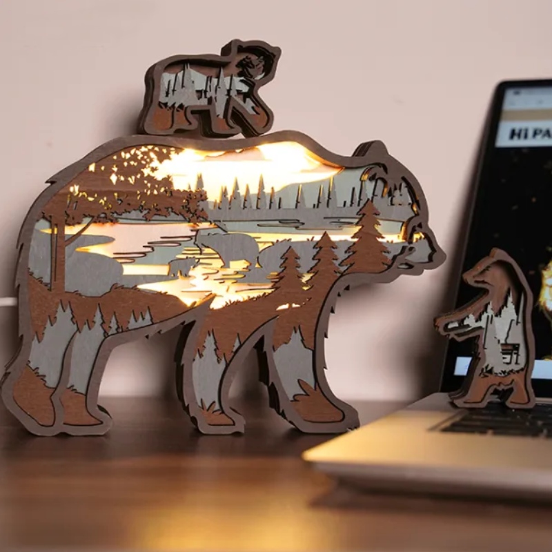 3D дървена полярна мечка орнаменти за животни