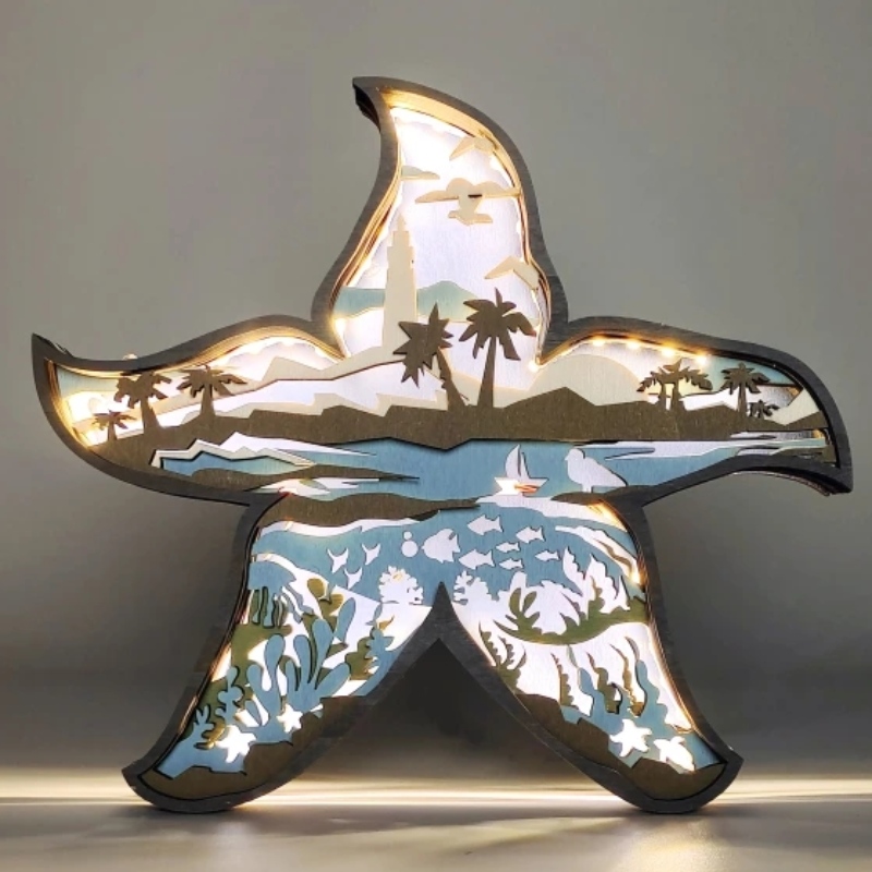3D дървени орнаменти на звездни риби