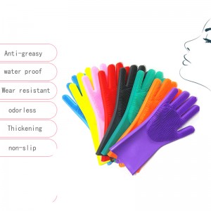 Силиконови ръкавични ръкавици за многократна употреба, ръкавици за миене на съдове с четка, домакински кухненски ръкавици, доста...