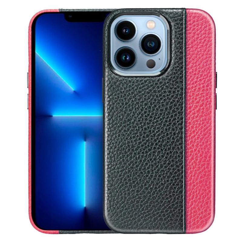 Apple iPhone 14Pro Кожен калъф за мобилен телефон, 360 градуса за всички включени защита, модерен цвят, съвпадащ с черен калъф за мобилен телефон, метални бутони, чувствителни и издръжливи