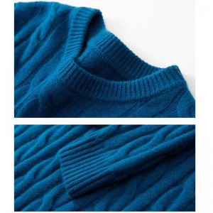 Мъжки кръгла шия кабел цвете топло седем игла с удебелен пуловер