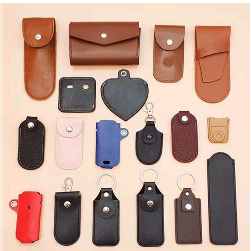 Кожен ключ за ключ, калъф за USB задвижване, различни малки кожени артикули, калъф за кожена портфейл