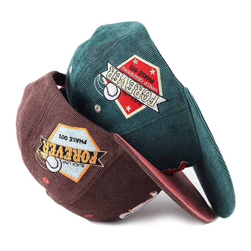 Персонализирани мъжки бродерия 5 панелни шапки за капки Corduroy Caps
