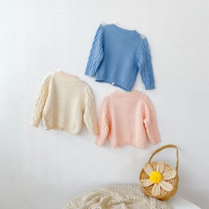 Деца бебешки пуловер яка плетено кардиганско яке бебешки пуловер палто момичета кардиган есен зими пуловери