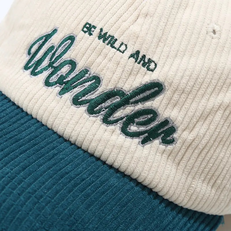 Персонализиран дизайн на едро лого на бродерия Corduroy Dad Hat Vintage 6 панел Бейзболна шапка Мода ежедневни бейзболни шапки