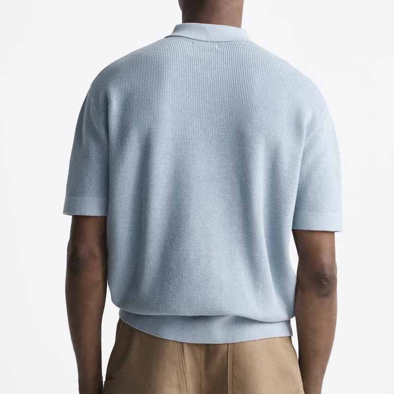 Мъже плеткаки поло риза висококачествена 100% памучен плетен поло дизайнер на яка