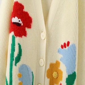 Дизайнерски жени пуловери по поръчка на големи размери с v-образно деколтета с трибуни дами дами жакард свободен жилетка пуловер ...