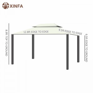 10 \\\\ \'x 13 \\\\\' Patio Gazebo Double Roof Outdoor Bazebo Canopy Shelter с мрежа&завеси, светло жълто
