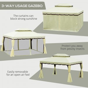 10 \\\\ \'x 13 \\\\\' Patio Gazebo Double Roof Outdoor Bazebo Canopy Shelter с мрежа&завеси, светло жълто