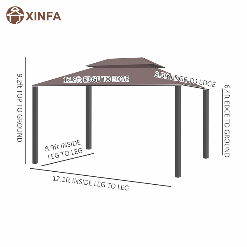 10 \\ 'x 13 \\' Patio Gazebo Double Roof Outdoor Bazebo Bazeb Belter с мрежа&завеси, кафе