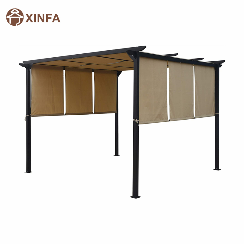 10 \\ 'x 10 \\' Външна прибираща се пергола палатка в домашна палатка Dione Outdoor Steel, кафява