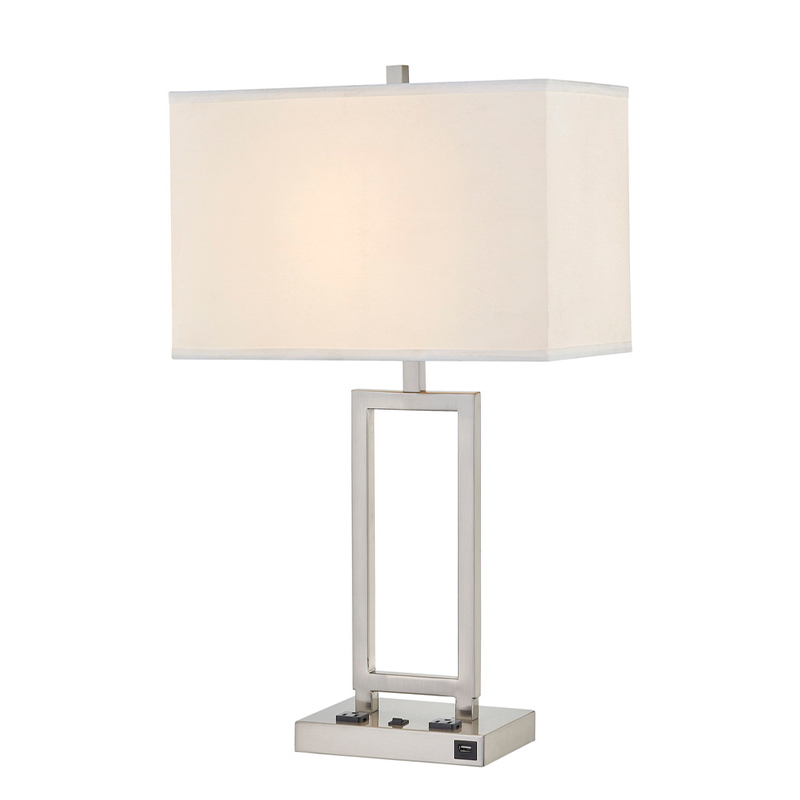 Настолна лампа Gatsby с четка никел покритие, два търговски обекта, на/off Rocker превключвател и USB порт