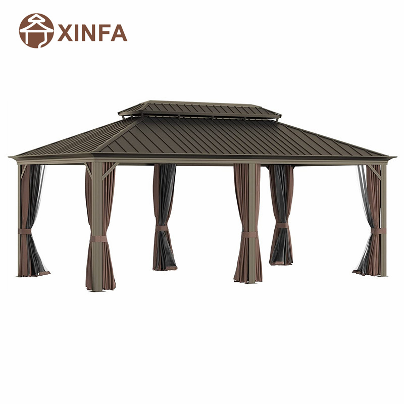 20 \\ 'x 12 \\' алуминиева рамка Hardtop Bazebo Canopy с поцинкован стоманен двоен покрив