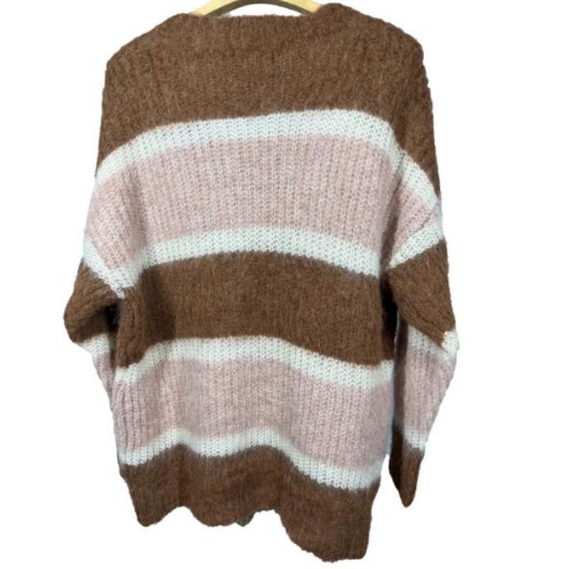 Женски пуловер с плетеница на мохаир