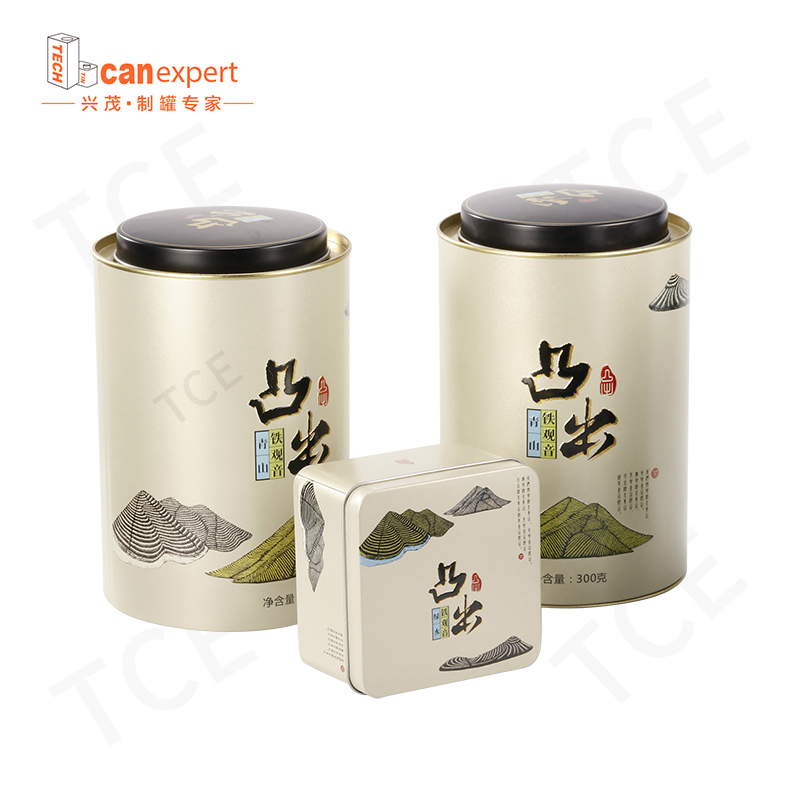 Фабрика по поръчка правоъгълна кръгла метална кутия Опаковка Луксозен чай калай може контейнер за съхранение на тенекия