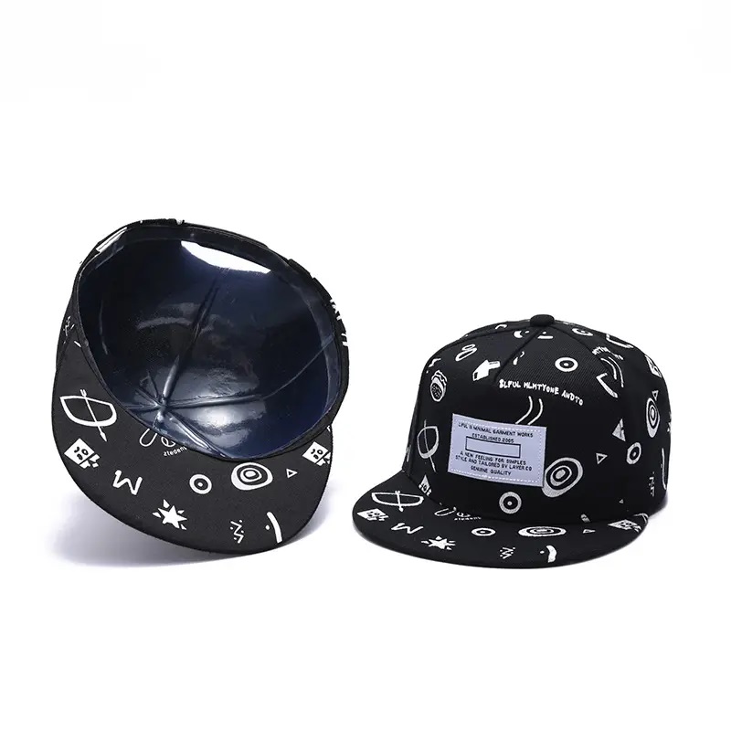 Summer Spring Print Sublimation Hats 3d бродерия Snapback Cap Logo Logo Неструктурирано плоско краенче 6 панел Snapback Hat