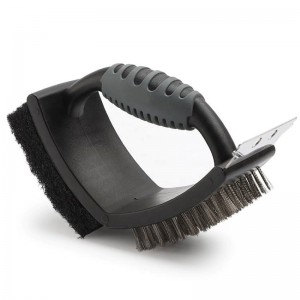 BBQ четка от неръждаема стомана 3-в-1 грил почистване на четка Dual BBQ с скрепер за барбекю