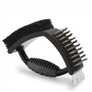 BBQ четка от неръждаема стомана 3-в-1 грил почистване на четка Dual BBQ с скрепер за барбекю