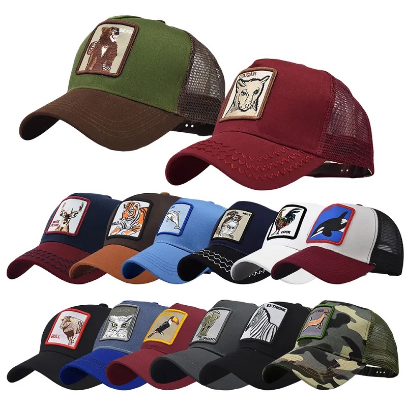 На едро мода 5 панел Карикатура Спортни шапки Бродерия Мреша Gorros Бейзболна шапка Мъже камиони за животни шапки