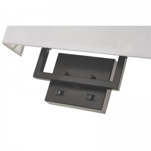 Hampton Inn Hotel Половина правоъгълна стенна лампа с матово черно покритие, две на/off Rocker превключватели в хотелската стая