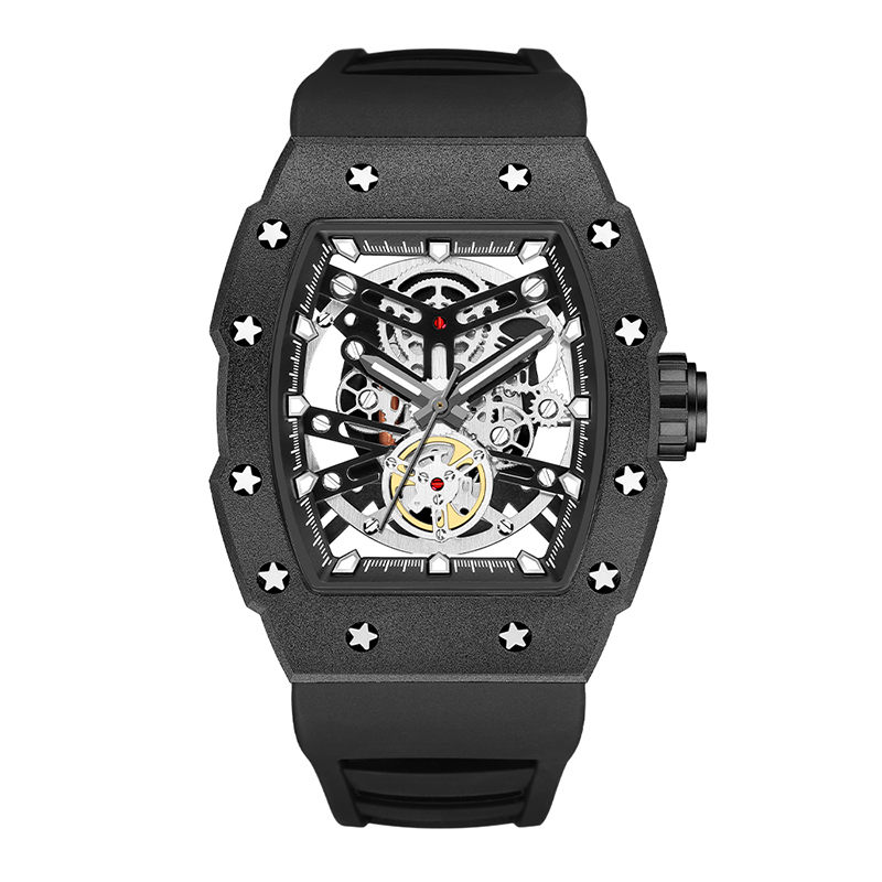 Baogela Top Brand Луксозни мъжки часовници Спорт от неръждаема стомана Tonneau Dial Военно спортен ръчен часовник Силиконов каишка Dropship 4149